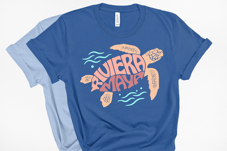 Riviera Maya word art in the Shape of Sea Turtle SVG Cut