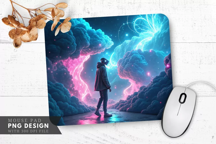Surreal VR Experience Radiant Clouds Mouse Pad PNG Design