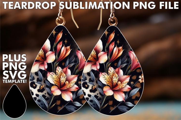 Enchanted Teardrop Earrings PNG, Leopard Prints
