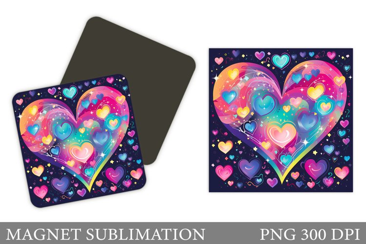 Hearts Magnet Sublimation. Colorful Hearts Magnet Design