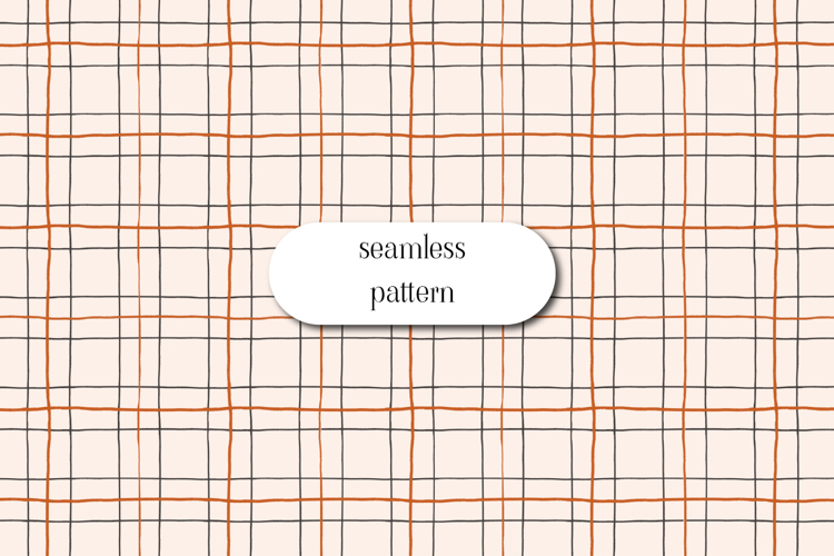Halloween Plaid Seamless Pattern, Orange Grid Check Print