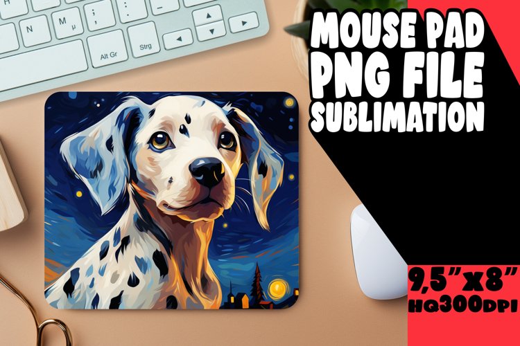 Colorful Dog Painting Mouse Pad Sublimation PNG