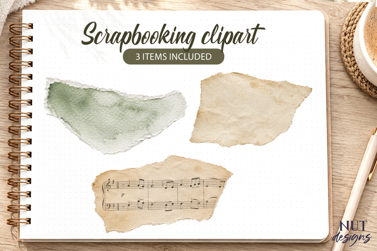 scrapbook paper scraps music paper antique paper watercolor
