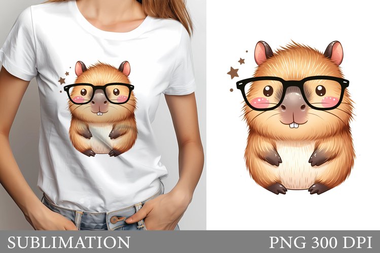Cute Capybara T-Shirt Design. Cute Capybara Sublimation