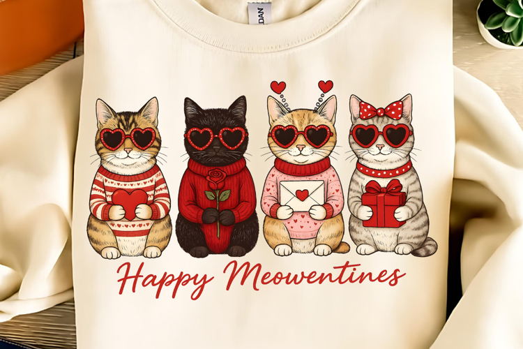 Happy Meowentine PNG, Cat Valentine PNG, Valentines day PNG