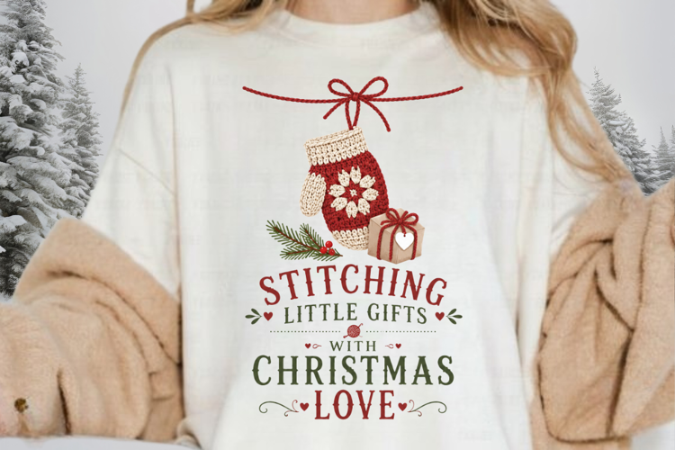 Stitching Little Gifts With Christmas Love PNG Sublimation