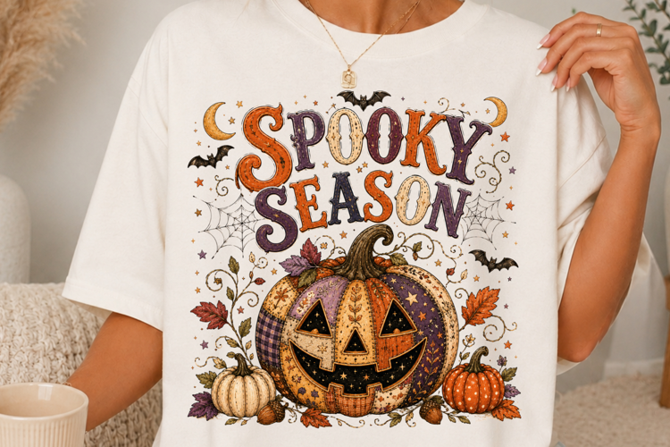 Spooky Season Patchwork Pumpkin Halloween SVG