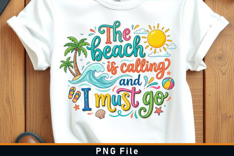 The beach is calling and I must go, Funny Summer Sublimation example image 1