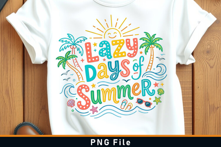 Lazy days of summer T shirt Design Sublimation PNG example image 1