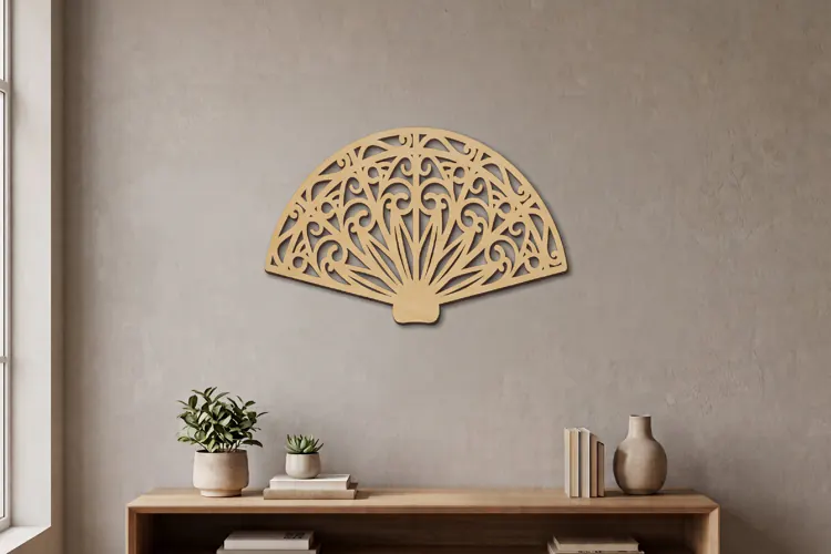 Hand Fan SVG | Laser Cut Oriental Wall Art