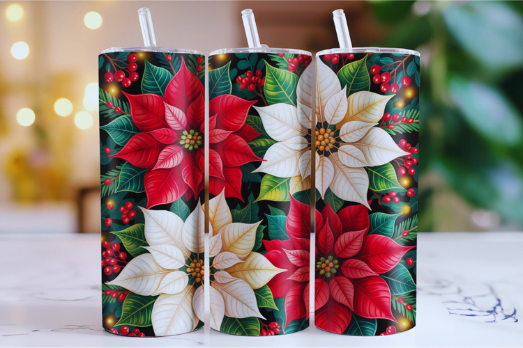 Merry Christmas Flower Tumbler Wrap | Christmas Wrap