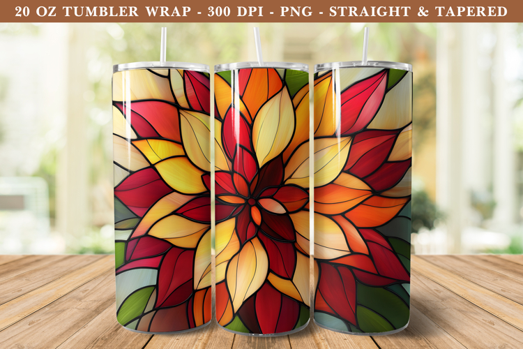 Stained Glass Dahlia Flower Tumbler Wrap | 20 oz tumbler