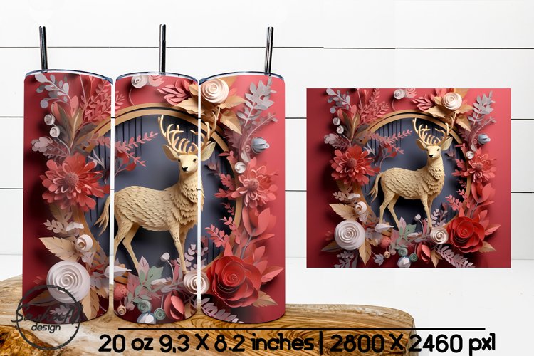 Christmas tumbler wrap, Deer sublimation
