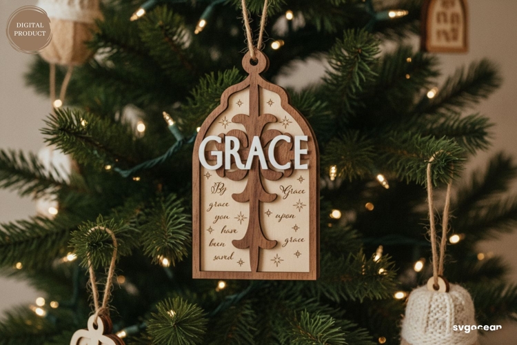 Grace Nativity Ornament Laser Cut | Christmas | SVG