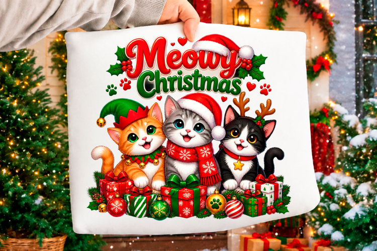 Cute meowy Christmas cat holiday design
