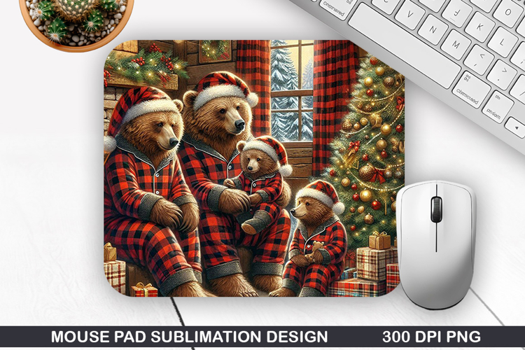 Bears Mouse Pad Sublimation, Christmas Mouse Pad PNG Design