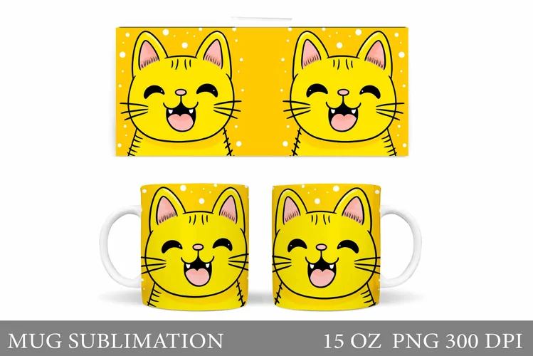 Cute Cat Mug Sublimation. Funny Cat Mug Design