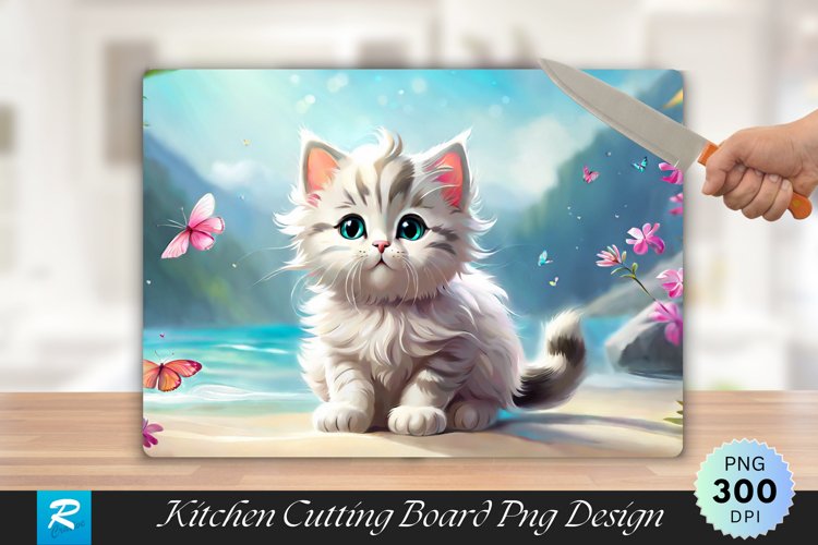 Cute Cat Cutting Board Sublimation Design example image 1