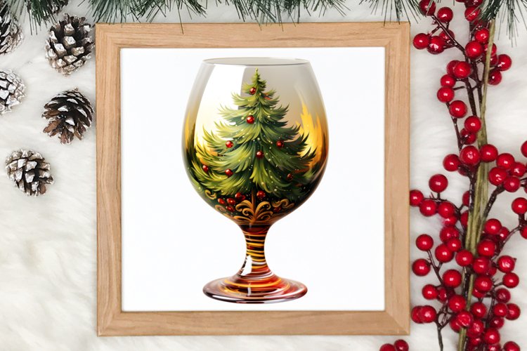 Christmas Wine Cup Sublimation Clipart