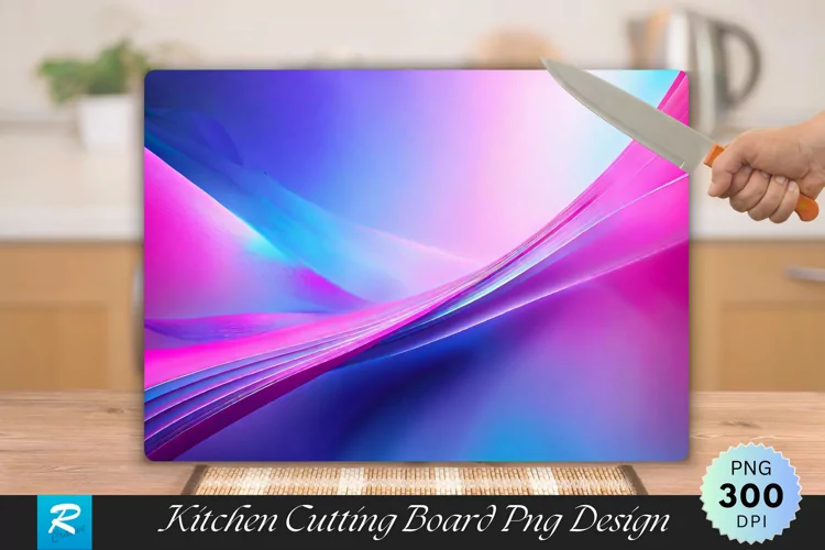 Pink And Blue Cutting Board Sublimation Design