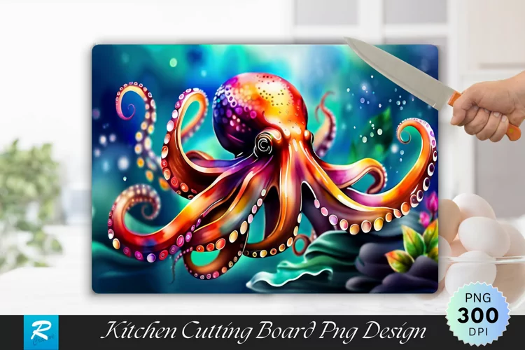 Octopus Cutting Board sublimation Design