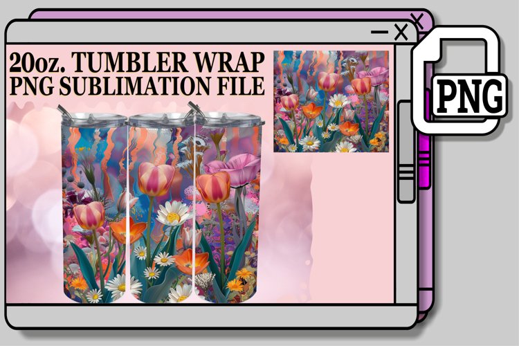 Whimsical Spring Blossom Tumbler Wrap 20oz example image 1