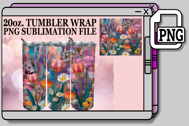 Whimsical Spring Blossom Tumbler Wrap 20oz