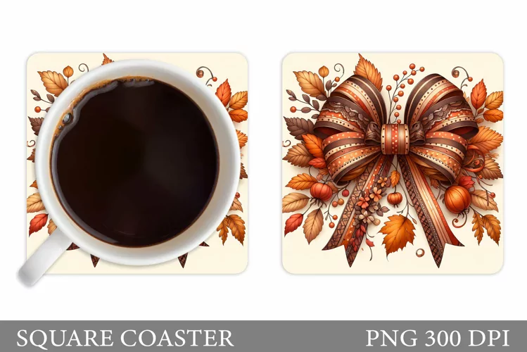 Bow Fall Coaster Design. Fall Bow Sublimation