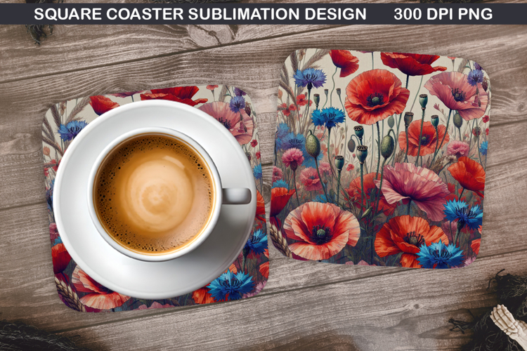 Flowers Coaster Sublimation, Spring Coaster PNG Design