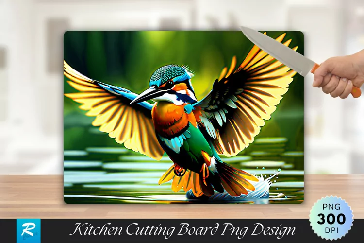 Kingfisher Cutting Board Sublimation Design