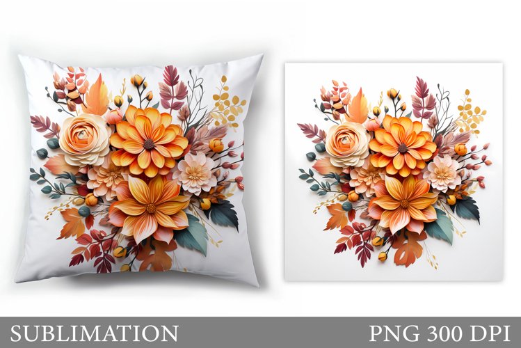 Floral Sublimation. 3D Flowers Pillow Sublimation