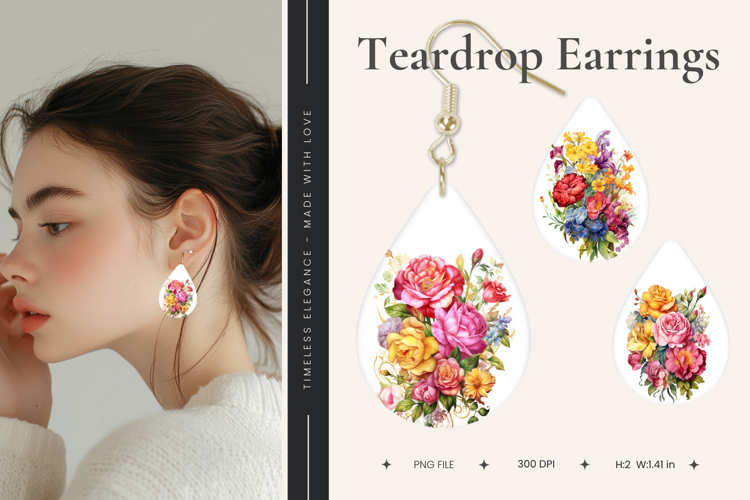 Flower Teardrop Earring Floral Teardrop Sublimation_21