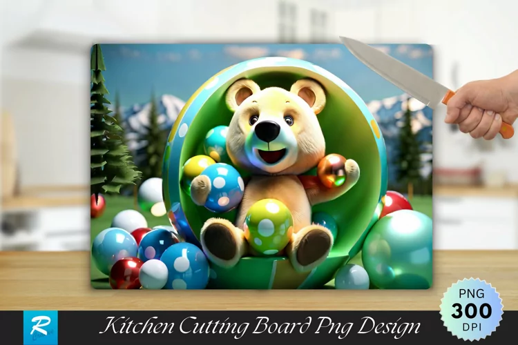 3D Bear Cutting Board Sublimation Design