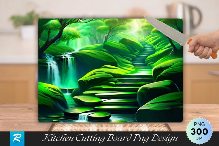 Green Stone Path Cutting Board Sublimation Design example image 1
