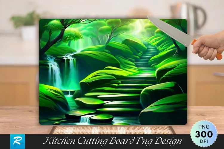 Green Stone Path Cutting Board Sublimation Design