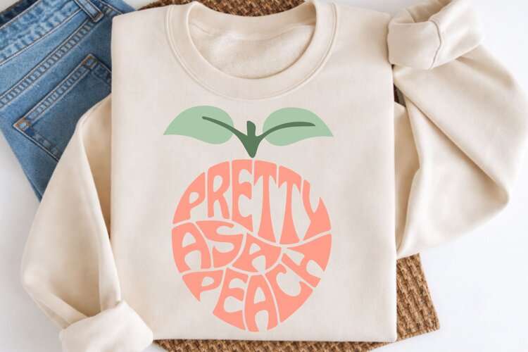 Pretty as a Peach SVG Cut File | Word Art png | Funny Peach example image 1