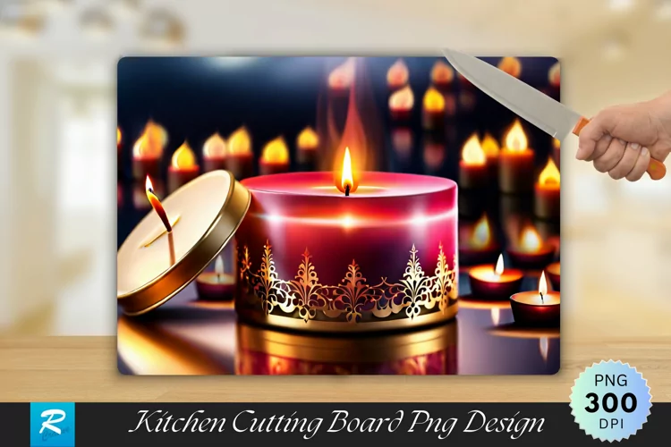 Burning Candle Background Cutting Board sublimation Design