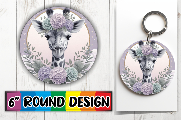 Sublimation Circle Ornaments PNG, Giraffe