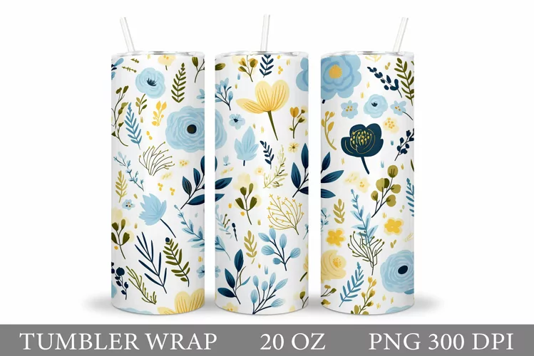 Floral Tumbler Design. Flowers Tumbler Sublimation