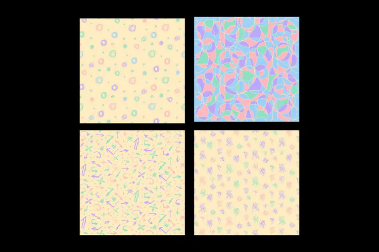 Confetti Scribbles 4 Pastel Seamless Patterns