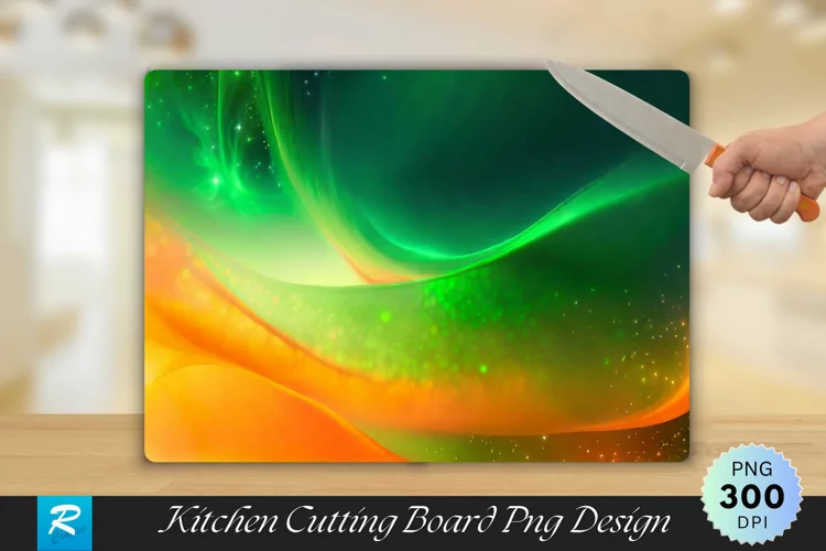 Green And Orange Cutting Board Sublimation Design
