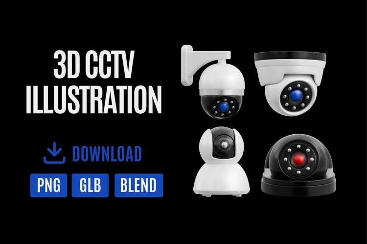 3D Icon CCTV & Security Camera Set 01