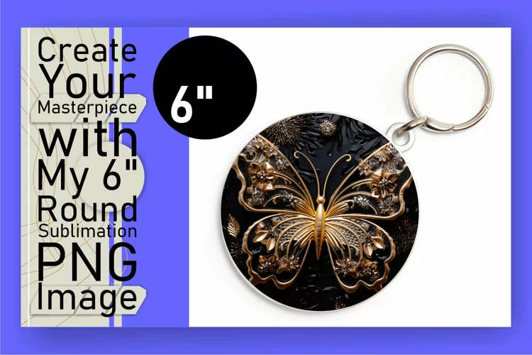 Keychain Charm: 3D Butterfly Sublimation Art