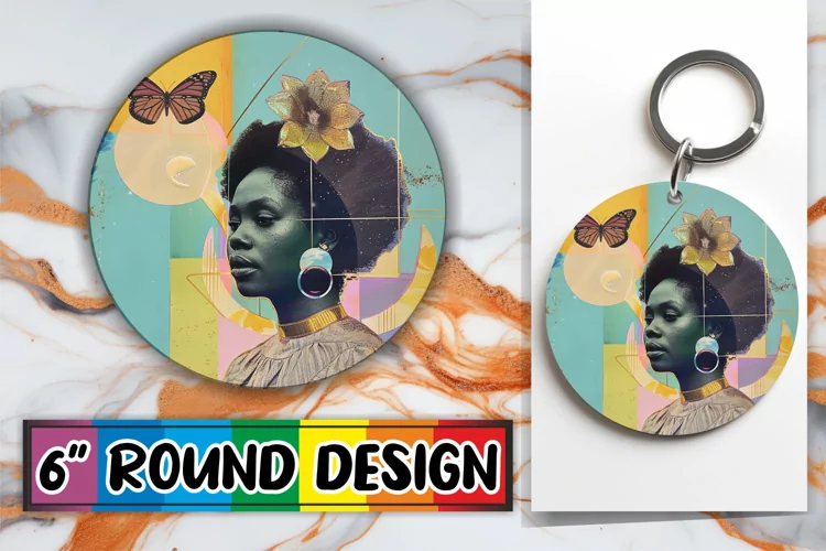 Black Woman Abstract Round Design Artistic PNG