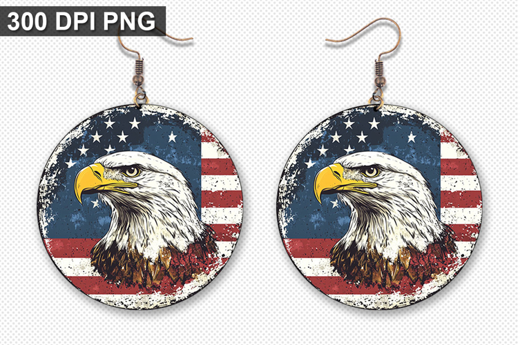 Eagle Earring Sublimation PNG - 4th of July Earring Design