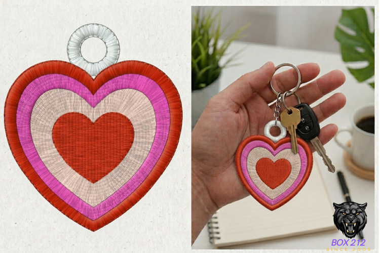 Heart Keychain Embroidery Design
