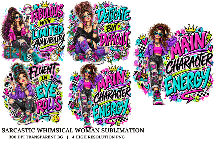 Sarcastic Whimsical Woman Quotes Sublimation PNG