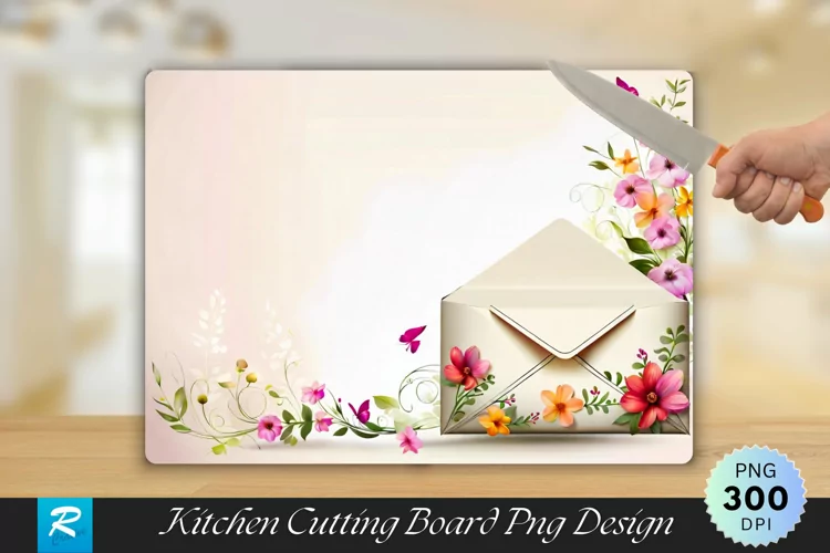 Letter envelope Floral Cutting Board Sublimation Design