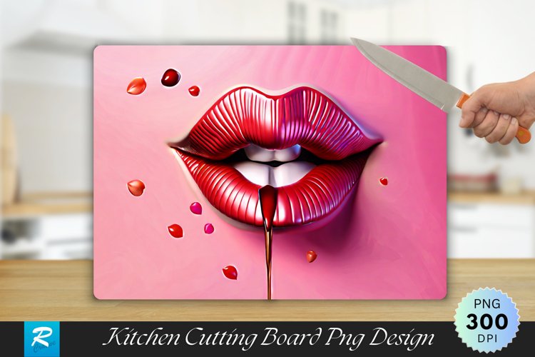 3D Lips Cutting Board Sublimation Design
