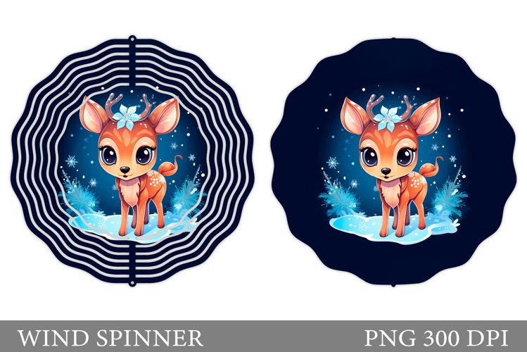 Winter Deer Wind Spinner. Cute Deer Spinner Sublimation example image 1